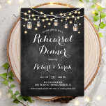 repetitief diner - Chalkboard Black & Lights Kaart<br><div class="desc">repetitie binnenuitnodiging. Elegant zwart-wit ontwerp met chalkbordpatroon. Kenmerken sprookjeslampjes en moeraspotten. Stuur me een bericht als je nog meer aanpassingen nodig hebt.</div>