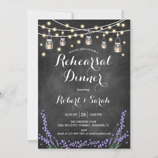 repetitief diner - Chalkboard lampje Lavender Kaart (Voorkant)