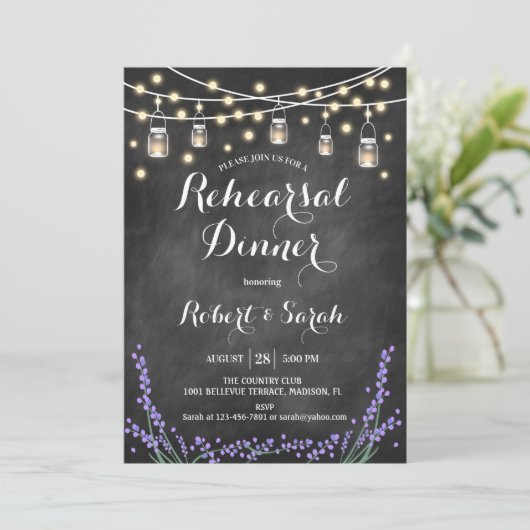 repetitief diner - Chalkboard lampje Lavender Kaart (Staand voorkant)