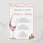 repetitief diner, Floral Toast, Elegant White Folie Uitnodiging (Voorkant)