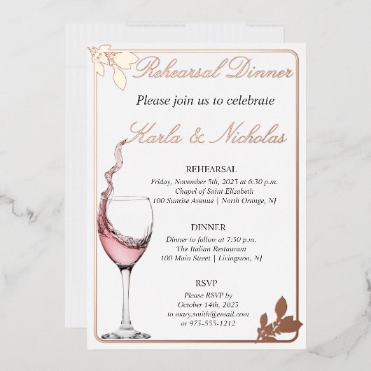 repetitief diner, Floral Toast, Elegant White Folie Uitnodiging (Envelop)