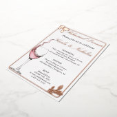 repetitief diner, Floral Toast, Elegant White Folie Uitnodiging (Gedraaid)