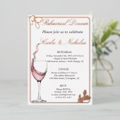 repetitief diner, Floral Toast, Elegant White Folie Uitnodiging (Staand Voorkant)