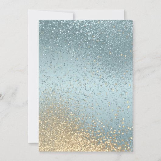 repetitief diner in blauw en goudglitter kaart (Achterkant)