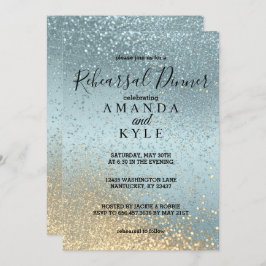 repetitief diner in blauw en goudglitter kaart