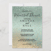 repetitief diner in Green en Gold Glitter Kaart (Voorkant)