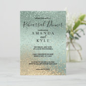 repetitief diner in Green en Gold Glitter Kaart (Staand voorkant)