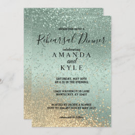 repetitief diner in Green en Gold Glitter Kaart