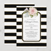 repetitief diner Striped Modern Floral faux Gold Kaart (Voorkant / Achterkant)