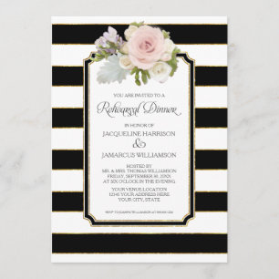 repetitief diner Striped Modern Floral faux Gold Kaart