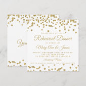 repetitief Dinner Gold Faux Glitter Confetti White Kaart (Voorkant / Achterkant)