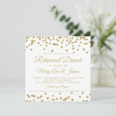 repetitief Dinner Gold Faux Glitter Confetti White Kaart (Staand voorkant)
