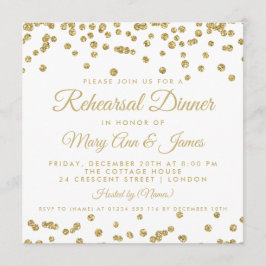 repetitief Dinner Gold Faux Glitter Confetti White Kaart
