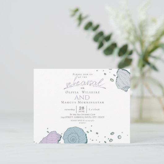 repetitief | Modern Seashells Dusty Blue Lila Kaart (Staand voorkant)