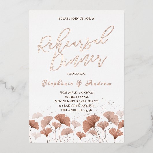 repetitief Roos Gold voor Terracotta Folie Uitnodiging (Voorkant)