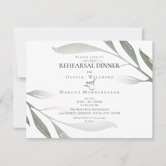 repetitief | Sage Green Olive Branch Waterverf Kaart (Voorkant)