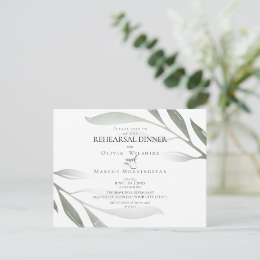 repetitief | Sage Green Olive Branch Waterverf Kaart (Staand voorkant)