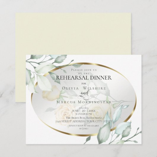 repetitief | Waterverf Ivory Yellow Blush Rozen Kaart (Voorkant / Achterkant)