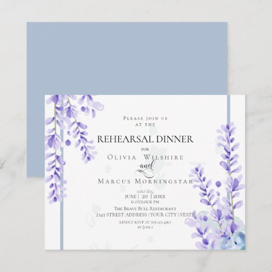 repetitief | Waterverf Lavender - Dusty Blue Flora Kaart (Voorkant / Achterkant)