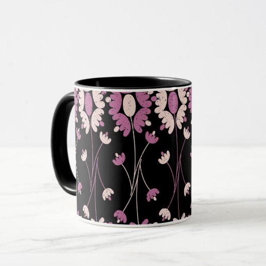 Repetitive Pink Floral Pattern Mok (Voorkant links)