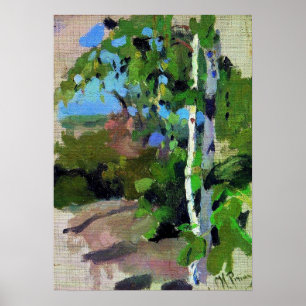 Repin - Berkenbomen op een zonnige dag Poster