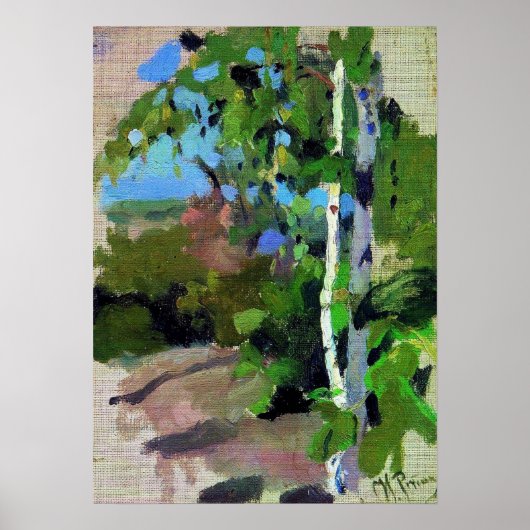 Repin - Berkenbomen op een zonnige dag Poster (Voorkant)