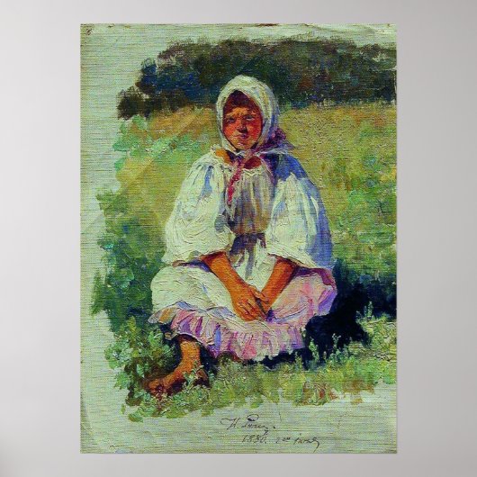 Repin - Boerenmeisje 1880 Poster (Voorkant)