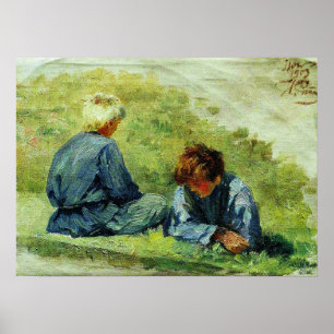 Repin - boys on Grass 1903 Poster