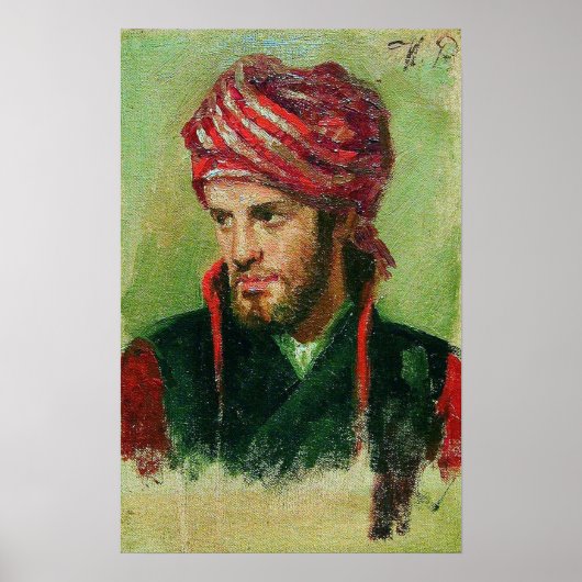 Repin - Jonge man met tulband Poster (Voorkant)
