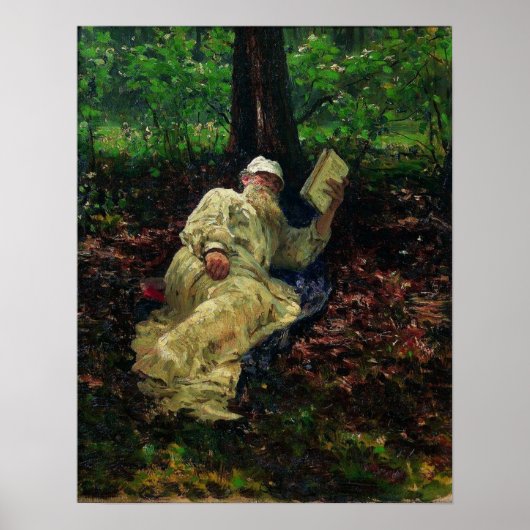 Repin - Leo Tolstoy in het bos 1891 Poster (Voorkant)
