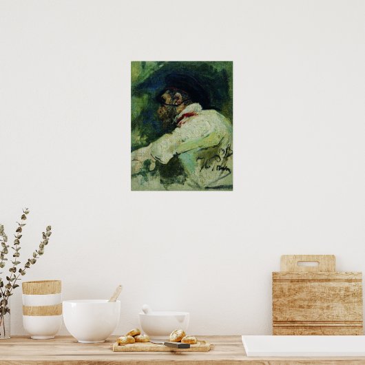 Repin - Man in witte jas 1913 Poster (Keuken)