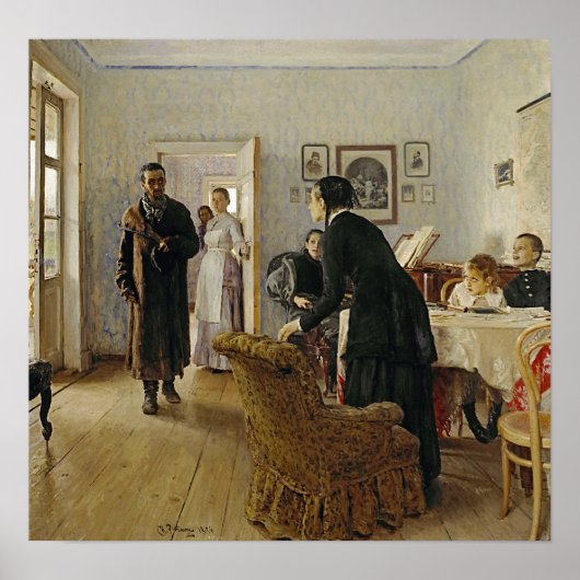 Repin - Onverwachte Bezoekers Poster (Voorkant)
