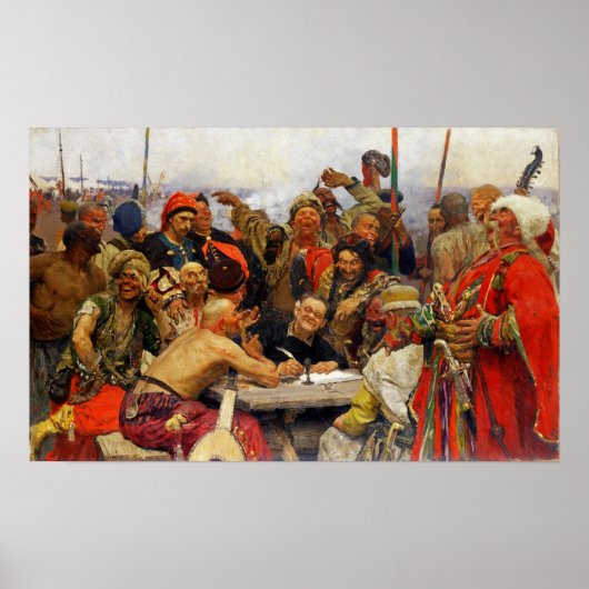 Repin - Zaporozhians reageren op de sultan Mahmud Poster (Voorkant)
