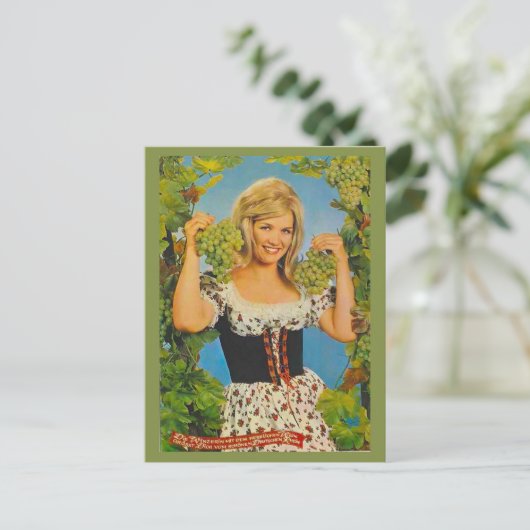 Replica  adverteren, Beiers meisje, druiven Briefkaart (Staand voorkant)