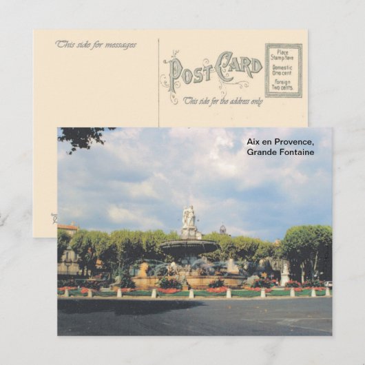Replica , Aix en Provence, Grande Fontaine Briefkaart (Voorkant / Achterkant)