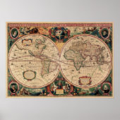 Replica Antiek Map van het Wereld Poster (Voorkant)