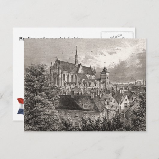 Replica antiek print, Leiden Briefkaart (Voorkant / Achterkant)