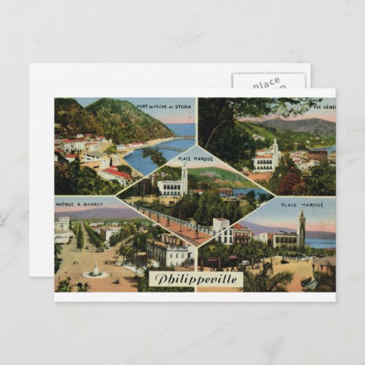 Replica  Briefkaart Algerije, Philippeville (Voorkant / Achterkant)