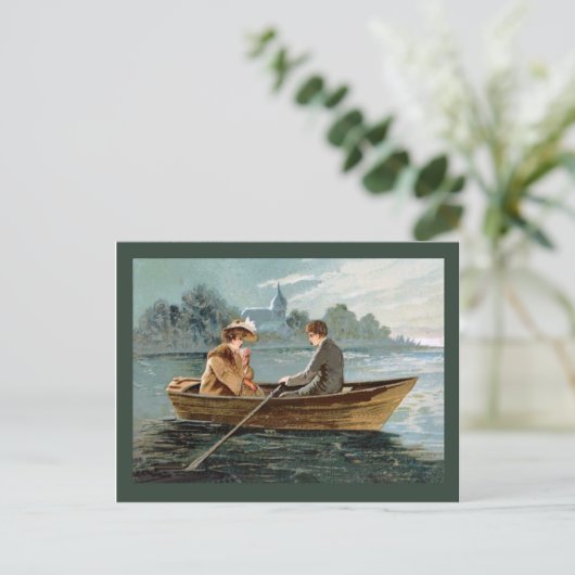 Replica briefkaart, Lovers in een boot Briefkaart (Staand voorkant)