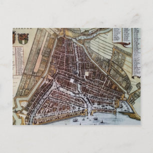 Replica City map of Rotterdam 1652 Briefkaart