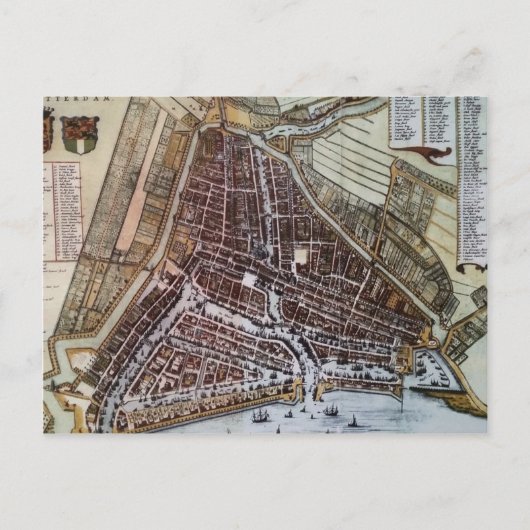 Replica City map of Rotterdam 1652 Briefkaart (Voorkant)