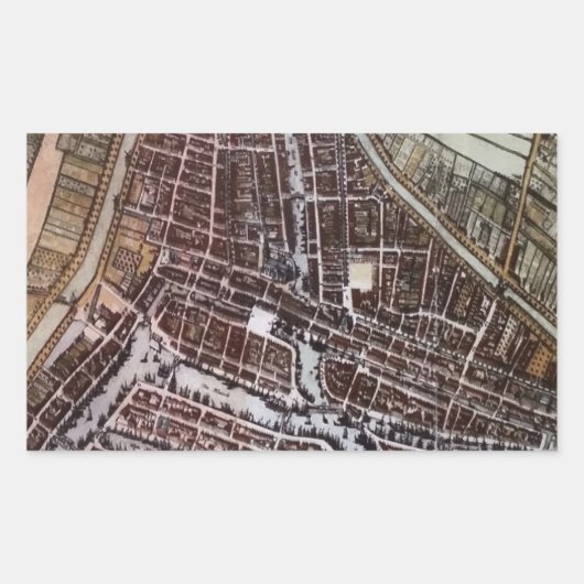 Replica City map of Rotterdam 1652 Rechthoekige Sticker (Voorkant)