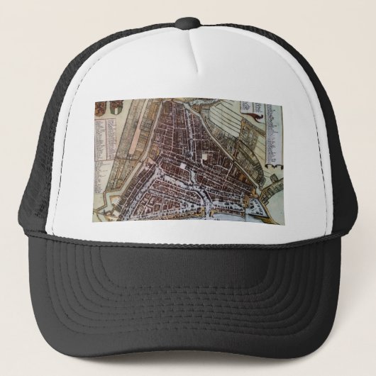 Replica City map of Rotterdam 1652 Trucker Pet (Voorkant)