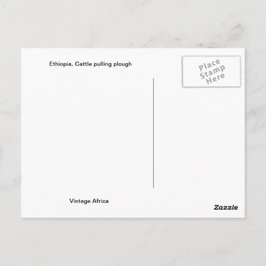 Replica  Ethiopië, Runderploeg Briefkaart (Achterkant)