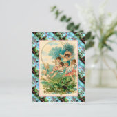 Replica paaskaart, Cherubs met eitjes Feestdagenkaart (Staand voorkant)