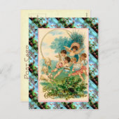 Replica paaskaart, Cherubs met eitjes Feestdagenkaart (Voorkant / Achterkant)