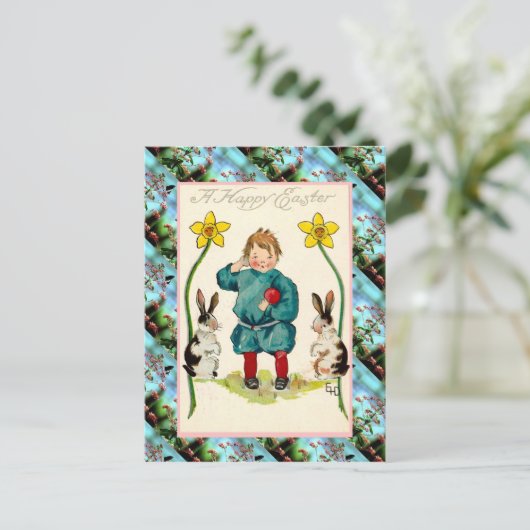 Replica Paaskaart, Een vrolijke Pasen Feestdagenkaart (Staand voorkant)