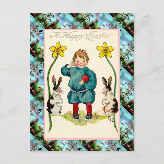 Replica Paaskaart, Een vrolijke Pasen Feestdagenkaart (Voorkant)