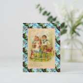 Replica paaskaart, kinderen en eitjes feestdagenkaart (Staand voorkant)