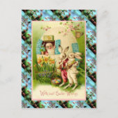 Replica  paaskaart, Konijnen met eitjes Feestdagenkaart (Voorkant)